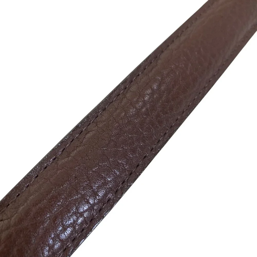 Dooney & Bourke Textured Brown Leather Belt Mens 40 Brass Buckle Made In USA